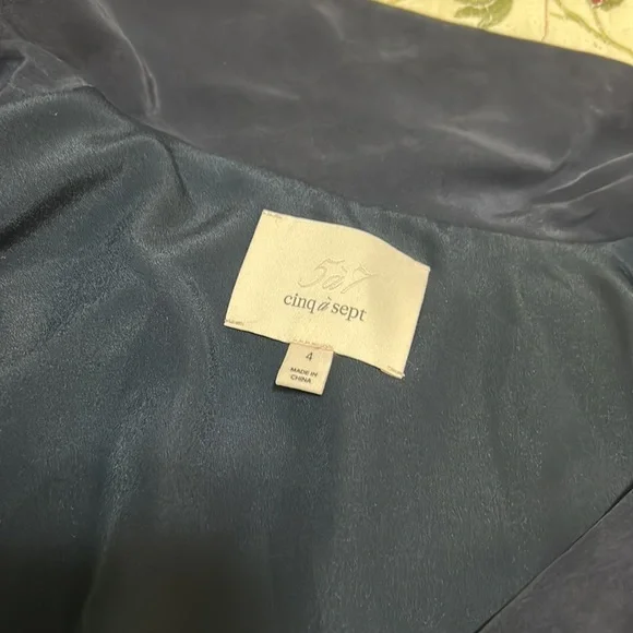 Cinq a Sept Silk Button Blue Dress Embroidered Floral Rose Pink Pockets Small 4 - Picture 11 of 16